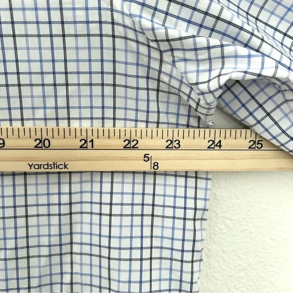 Stantt NEW Performance Tech Stretch Shirt Blue Black Tattersall Size 17.5 34/35 - Picture 9 of 13